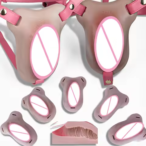 5 Insertable Male Chastity Device Wearable Fake Vagina Silicone Clitoral Pads For Transvestite Trans