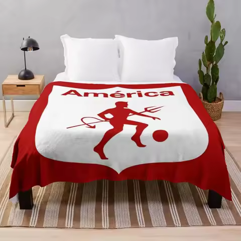 America de Cali Los Diablos Rojos Los Escarlatas Throw Blanket Luxury Brand Blanket Soft Blanket