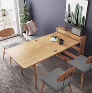 實木 多功能摺疊餐桌，伸縮餐桌
