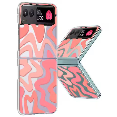 Stripe Pattern Clear Hard Phone Case For Motorola Razr 60 50 Ultra Fall Protection Folding Cover For