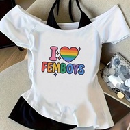 Femboy Cropped Top - Japanese & Korean Gothic Fashion T-Shirt