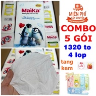 Combo of 5 packs of super thick and durable tissue paper - 1320 sheets x 4 layers