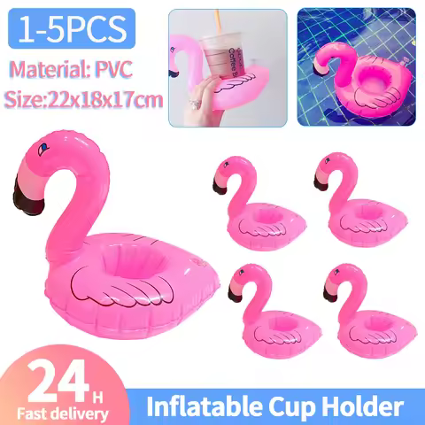 1/3/5Pcs Float Inflatable Drink Cup Holder Flamingo Cup Holder Water Coaster PVC Pool Toys for Pool 