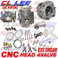 HEAD EX5 DREAM 4 VALVE 17 19 MM CNC PORTING WAVE 100 EX5 CLASS 1 CL LEE PERFORMANCE RACING HEAD RED 