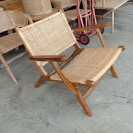 ส่งฟรี Teak Wood Rattan Armchair เก้าอี้ไม้สัก เก้าอี้ไม้มินิมอล เก้าอี้หวาย เก้าอี้บาร์มีพนักพิง เก้าอี้บาร์คาเฟ่ / Rattan Teak Bar Stool /Chair