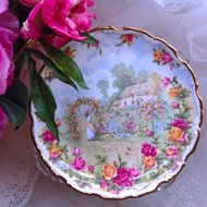 英國骨瓷Royal Albert 22k鑲金鄉村玫瑰限量紀念款蛋糕盤點心盤