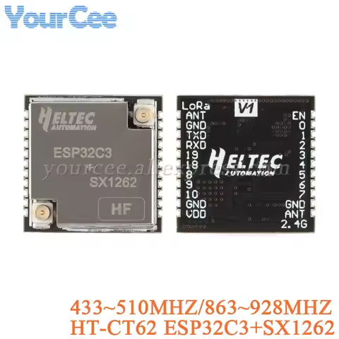 5PCS/1PC HT-CT62 ESP32C3 SX1262 Bluetooth-compatible BLE LoRa LoRaWAN Node WiFi Wireless Module 433-