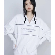 sweatshirt woman half zipper sweatshirt C101 emo * a Half Zipper Loose Letter Embroidered Pullover S