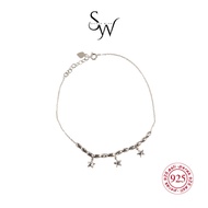 Silver Wish 925 Sterling Silver White Gold Plated Anklet - Genuine Anklet Model Y2k Jewelry