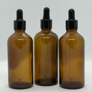 [10 Pcs] 100ml Amber Glass Dropper Bottle with Black Cap Dropper / Botol Kaca Amber Dropper / 滴管精油瓶