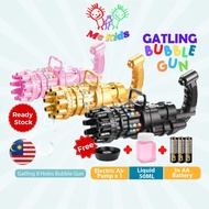👨‍👩‍👧‍👦MEKIDS👨‍👩‍👧‍👦 Bubble Gun Fan Electric Gatling 8 Hole Battery Operate Automatic Bubble Maker M