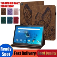 [Ready Stock] Lenovo Tab M10 HD Gen 2 10.1" 2020 Tablet Protection Case Lenovo Tab M10 HD (2nd Gen) TB-X306X TB-X306F X306 X306X X306F Retro Embossed Butterfly Flip Leather Cover Fold Stand