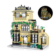 City Cafe Architecture Building Kit,3 Levels Cafe Model Building Blocks Toy with LED Lights for Teen