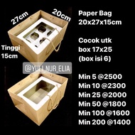 Paper Bag 20x27x15cm Suitable for 17x25 boxes (box of 6) fits bento boxes