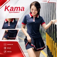 [Pickleball] KAMA BP129 women's pickleball set, Coslef soft cold t-shirt mix set mixed with pleated 