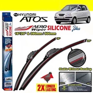 Hyundai Atos Aero Wiper Red Line Silicone Plus 1pair (20"/16" &amp; 500mm/390mm) ~ U-Hook Type