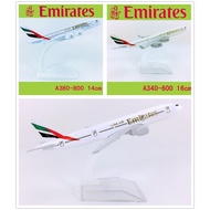 16cm Emirate Airlines A380 A340 B777 Scale 1:400 Metal Aircraft Replica Diecast Collectible Display 