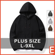 [L-9XL] Plus Size Hoodie Men Korean Long Sleeve Drawstring Patchwork Black Grey Hoodies with Kangaro