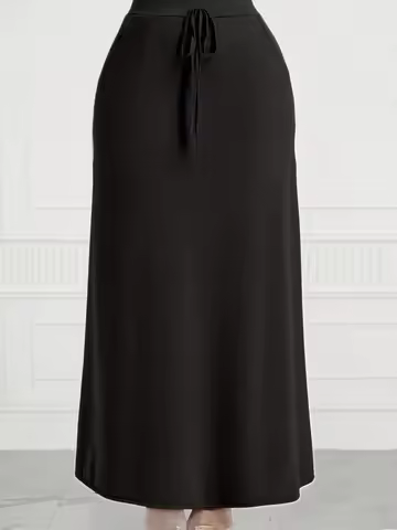 Plus Size 1XL-5XL Pocket A-Line Skirt Women's High Waisted Trendy Knee Length Ladies Clothing Tight 