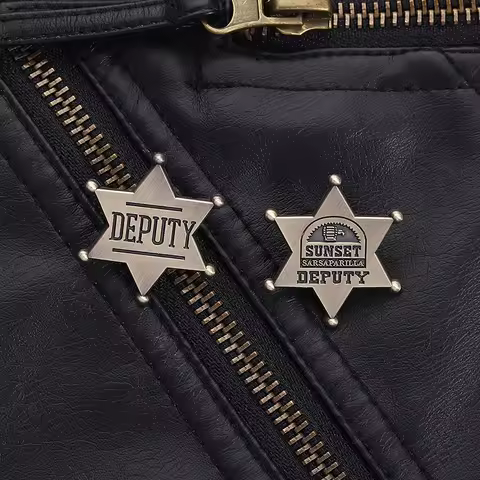 Fallout New Vegas Pin Sunset Sarsaparilla Deputy Badge Western Style Brooch Video Game Merch for Cos