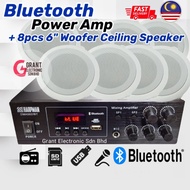 [1SET] Harpman Bluetooth 50w Power Amplifier +8pcs 6" Woofer Ceiling Speaker suitable beauty center,