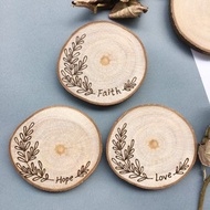 電燒畫原木吸水杯墊_草邊 Faith Hope Love