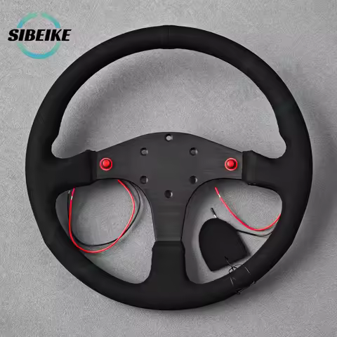 350MM Black Suede Steering Wheel Racing Sports Game Simulation Steering Wheel for Universal 70mm PCD