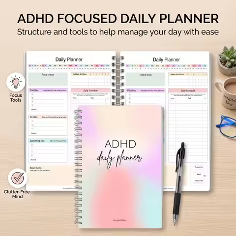 Daily Income and Expense Notebook for Budget Planning with Weekly Tracker for ADHD-Friendly Focus fo