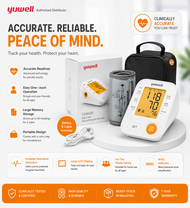 COMBO SET YUWELL YE670A BLOOD PRESSURE MACHINE | Self-Monitoring with Memories Easy to carry Plug in