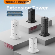 TESSAN - SG Safety Mark, 8 or 12 Extension Cord Tower with USB C Surge Protector Multi Plug Socket