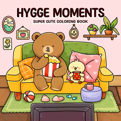 HYGGE MOMENTS Bold-easy Patterns Coloring Book for Adults Cute Drawing Book Perfect Gift for Party a