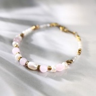 棉花糖公主-甜蜜 | 天然粉晶珍珠黃銅手鏈