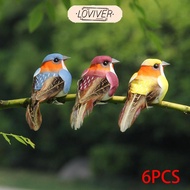 LOVIVER 6x Artificial Feather Bird Statue Simulation Garden Figurine for Yard Shelf