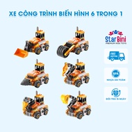 Combo of FEELO FL1159 6-in-1 transforming construction vehicle assembly toy for children 3+, 141 par