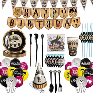 Harry Potter Birthday Party Enchanter Theme Disposable Tableware Paper Plate Banner Halloween Decora