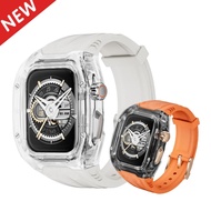 Luxury PC Case + TPU Strap for iWatch 45mm 44mm Stainless Steel Buckle Band for iWatch 9 8 7 6 5 4 DIY Modification