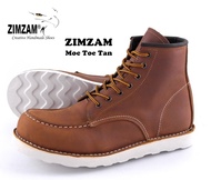 PROMO SEPATU PRIA SAFETY BOOT ZIMZAM MOC TOE LEATHER GENUINE KULIT ASLI