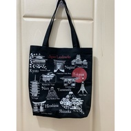 Japanese Attractions Black Canvas Tote Bag Can Shoulder Back Side Backpack Handbag Water Repellent S
