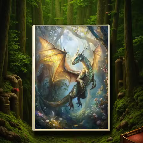 Fantasy Mysterious and Handsome Western Fairy Tales Dragon Art Posters Canvas Printing Living Room B