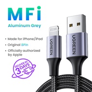 UGREEN MFI Lightning to USB Fast Charging Cable foriPhone 14 13 Pro Max iPhone 14 Plus iPhone 12 11 Pro Max 11 8 Xs Max XR 7 Mobile Phone Cable USB Charger Cord,Black/Silver-Intl