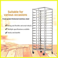 ۩ ♝ ☂ BOBI Stainless Steel Baking Tray Rack Car 6/12/15 Layers Baking Cake Room Bread Rack Tray Gri