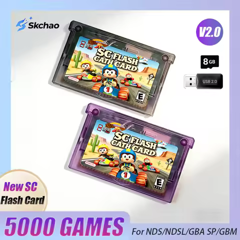 New SCFW V2.0 Flash GBA Card 5000 in 1 Retro Games Cartridge with 8G TF Card RTC Flash for GBA/GBA S