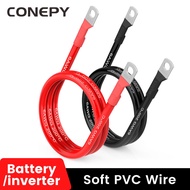CONEPY Battery Power Inverter Cables 2AWG 4AWG 6AWG 8AWG Silicone Tinned Copper Wire M6/8/10 For Sol