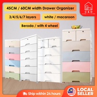 Plastic Storage Drawer cabinet almari baju Width 45 cm White drawer baju With Lock Storage Drawer cabinet Pulley 5 tier