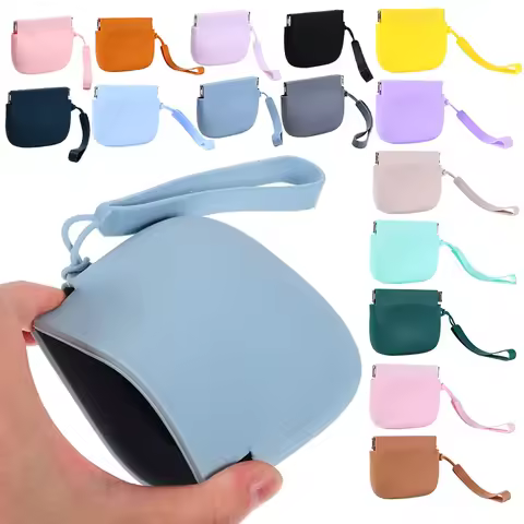 Small Silicone Pouch Wired Earbud Case Silicone Coin Purse Keychain 10x8cm/3.94x3.15 Inches Coin Hol
