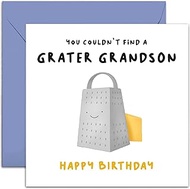 Old English Co. Funny Birthday Card for Grandson - 'Grater Grandson' Cheese Pun - Cute Birthday Gree