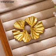 TPKSFSF98KF 1Pair Stud Earrings, Gold Color Exaggerated Big Petal Flower Earrings, Trendy Waterproof