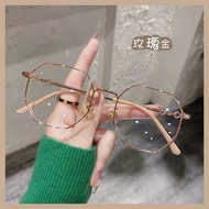 Anti Blue Light Flat Glasses Eye Protection Gold Wire Glasses Frame Small Face Polygonal Glasses 7.2