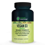 CLEAN MACHINE Certified Vegan Plant Based Vitamin D3 4000 IU per pill - Natural D3 Supplement for Op