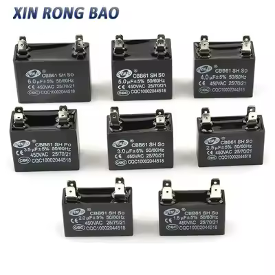 CBB61 Air Conditioner External Fan Start Capacitor 1.2/1.5/2/2.5/3/3.5/4/4.5/5/6/7/8/10UF 4P 450V Ai